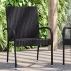 Sedie da pranzo in vimini Flash Furniture Maxim per interni/esterni con telaio in acciaio resistente allo sbiadimento e alle intemperie per patio e ponte