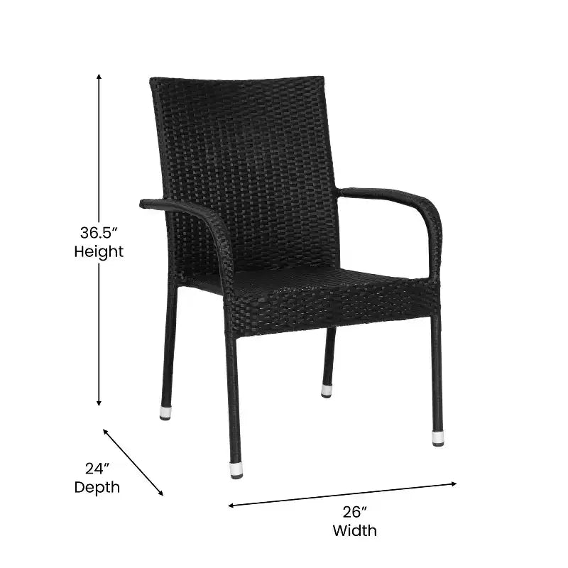 Sedie da pranzo in vimini Flash Furniture Maxim per interni/esterni con telaio in acciaio resistente allo sbiadimento e alle intemperie per patio e ponte
