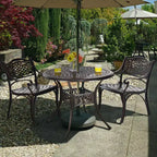 Costway Lot de 2 chaises de salle à manger bistrot en aluminium moulé, tout temps, avec accoudoirs, pour jardin et patio