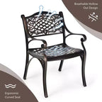 Costway Lot de 2 chaises de salle à manger bistrot en aluminium moulé, tout temps, avec accoudoirs, pour jardin et patio