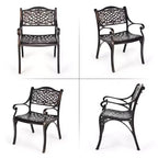 Costway 4PCS Patio Dining Bistro Chair All Weather Cast Aluminum Armrest Garden
