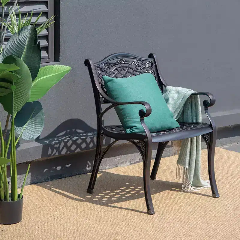 Costway Set di 4 Sedie da Bistrò per Esterni in Alluminio Pressofuso con Braccioli per Giardino, Resistenti alle Intemperie