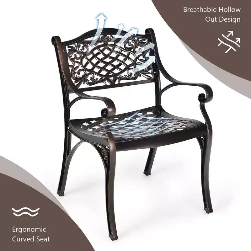 Costway Set di 4 Sedie da Bistrò per Esterni in Alluminio Pressofuso con Braccioli per Giardino, Resistenti alle Intemperie