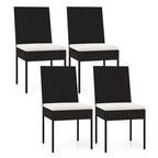 Costway Set of 4 Patio Rattan Wicker Dining Chairs Set Cushioned Seat Backrest