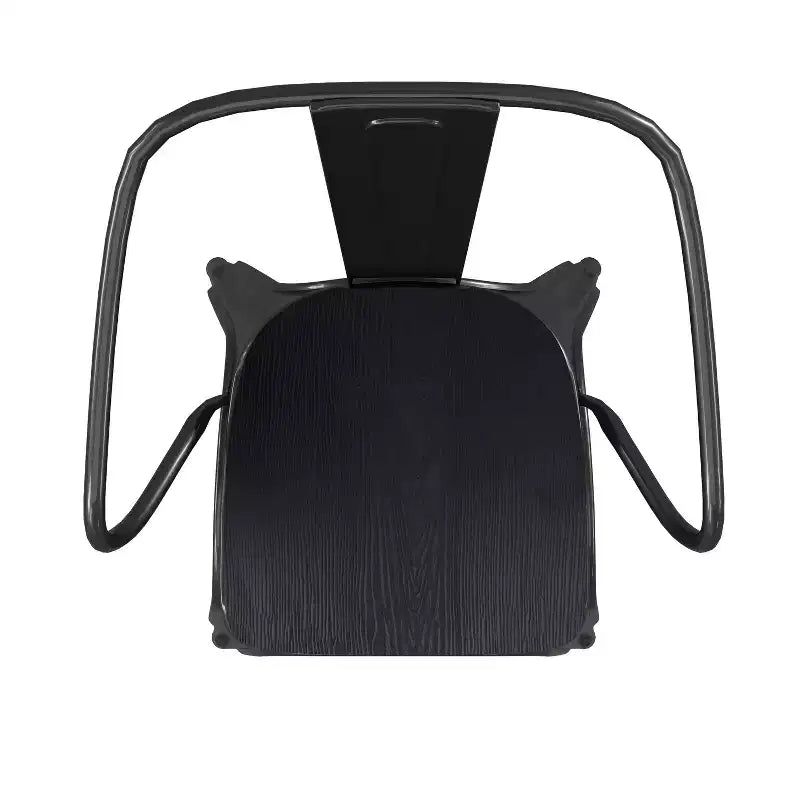 Flash Furniture Luna, sedia impilabile da interno ed esterno in metallo di livello commerciale con braccioli, seduta in polistirene per tutte le stagioni e schienale con stecche verticali