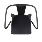 Flash Furniture Luna, sedia impilabile da interno ed esterno in metallo di livello commerciale con braccioli, seduta in polistirene per tutte le stagioni e schienale con stecche verticali