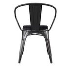 Flash Furniture Luna, sedia impilabile da interno ed esterno in metallo di livello commerciale con braccioli, seduta in polistirene per tutte le stagioni e schienale con stecche verticali