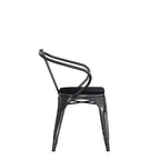 Flash Furniture Luna, sedia impilabile da interno ed esterno in metallo di livello commerciale con braccioli, seduta in polistirene per tutte le stagioni e schienale con stecche verticali