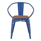 Flash Furniture Luna, sedia impilabile da interno ed esterno in metallo di livello commerciale con braccioli, seduta in polistirene per tutte le stagioni e schienale con stecche verticali