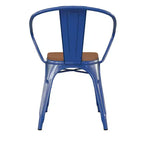 Flash Furniture Luna, sedia impilabile da interno ed esterno in metallo di livello commerciale con braccioli, seduta in polistirene per tutte le stagioni e schienale con stecche verticali