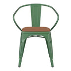 Flash Furniture Luna, sedia impilabile da interno ed esterno in metallo di livello commerciale con braccioli, seduta in polistirene per tutte le stagioni e schienale con stecche verticali