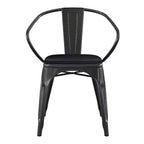 Flash Furniture Luna, sedia impilabile da interno ed esterno in metallo di livello commerciale con braccioli, seduta in polistirene per tutte le stagioni e schienale con stecche verticali