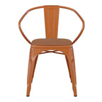 Flash Furniture Luna, sedia impilabile da interno ed esterno in metallo di livello commerciale con braccioli, seduta in polistirene per tutte le stagioni e schienale con stecche verticali