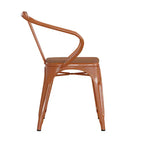 Flash Furniture Luna, sedia impilabile da interno ed esterno in metallo di livello commerciale con braccioli, seduta in polistirene per tutte le stagioni e schienale con stecche verticali