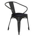Flash Furniture Luna, sedia impilabile da interno ed esterno in metallo di livello commerciale con braccioli, seduta in polistirene per tutte le stagioni e schienale con stecche verticali