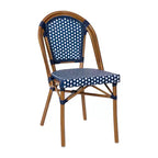 Flash Furniture Bordeaux Indoor/Outdoor Commercial Bistro Stacking Chair, PE Rattan Back and Seat, Bamboo Print Aluminum Frame
