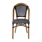 Flash Furniture Bordeaux Sedia impilabile da bistrò commerciale per interni/esterni, schienale e seduta in rattan PE, struttura in alluminio con stampa bambù