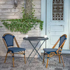 Flash Furniture Bordeaux Sedia impilabile da bistrò commerciale per interni/esterni, schienale e seduta in rattan PE, struttura in alluminio con stampa bambù