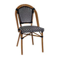Flash Furniture Bordeaux Sedia impilabile da bistrò commerciale per interni/esterni, schienale e seduta in rattan PE, struttura in alluminio con stampa bambù