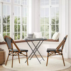 Flash Furniture Bordeaux, Set di 2 Sedie Impilabili da Bistrò Commerciale per Interni/Esterni, Schienale e Seduta in Rattan PE, Struttura in Alluminio con Stampa Effetto Bambù