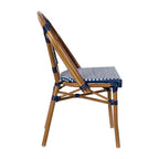 Flash Furniture Bordeaux, Set di 2 Sedie Impilabili da Bistrò Commerciale per Interni/Esterni, Schienale e Seduta in Rattan PE, Struttura in Alluminio con Stampa Effetto Bambù