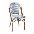 Flash Furniture Lourdes Indoor/Outdoor Commercial Bistro Stacking Chair, PE Rattan Back and Seat, Bamboo Print Aluminum Frame