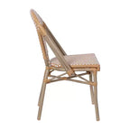 Flash Furniture Lourdes - Chaise bistrot empilable commerciale pour l'intérieur/extérieur, dossier et assise en rotin PE, cadre en aluminium imprimé bambou