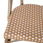 Flash Furniture Lourdes - Chaise bistrot empilable commerciale pour l'intérieur/extérieur, dossier et assise en rotin PE, cadre en aluminium imprimé bambou