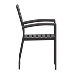 Flash Furniture Confezione da 2 Sedie Impilabili da Patio in Alluminio Nero per Tutte le Stagioni - Lamelle in Finto Teak Grigio Lavato