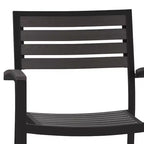 Flash Furniture Confezione da 2 Sedie Impilabili da Patio in Alluminio Nero per Tutte le Stagioni - Lamelle in Finto Teak Grigio Lavato