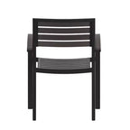 Flash Furniture Confezione da 2 Sedie Impilabili da Patio in Alluminio Nero per Tutte le Stagioni - Lamelle in Finto Teak Grigio Lavato