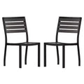 Flash Furniture Lark Outdoor Side Chair with Faux Teak Poly Slats, Set of 2