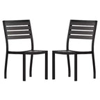 Flash Furniture Lark Outdoor Side Chair with Faux Teak Poly Slats, Set of 2
