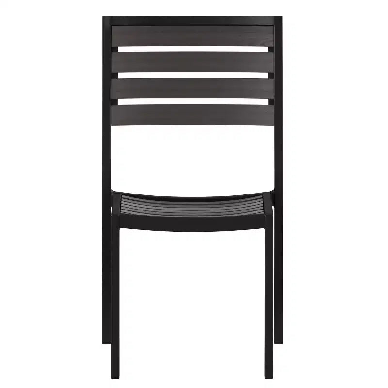 Flash Furniture Lark Sedia da esterno con doghe in poly finto teak, set da 2