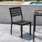 Flash Furniture Lark Sedia da esterno con doghe in poly finto teak, set da 2