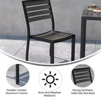 Flash Furniture Lark Sedia da esterno con doghe in poly finto teak, set da 2