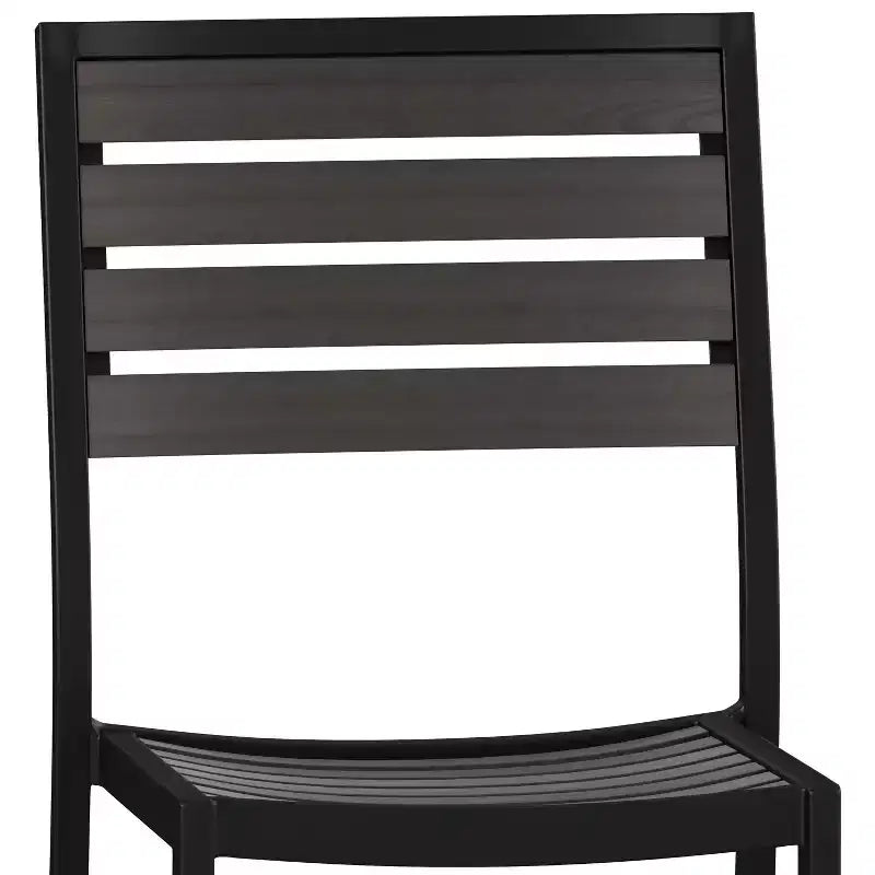 Flash Furniture Lark Sedia da esterno con doghe in poly finto teak, set da 2