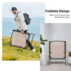 Costway 2 sedie pieghevoli da pranzo per esterni con braccioli, telaio in acciaio, beige/grigio