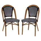 Merrick Lane Sacha Stacking Bistro Chair with PE Seat and Back and Aluminum Frame for Indoor/Outdoor Use