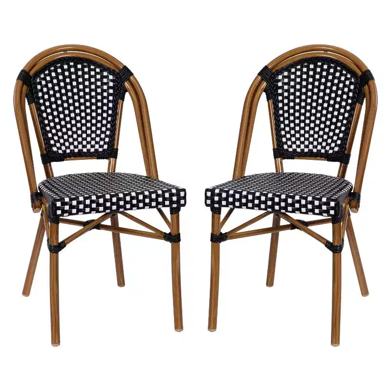 Merrick Lane Sacha Stacking Bistro Chair with PE Seat and Back and Aluminum Frame for Indoor/Outdoor Use