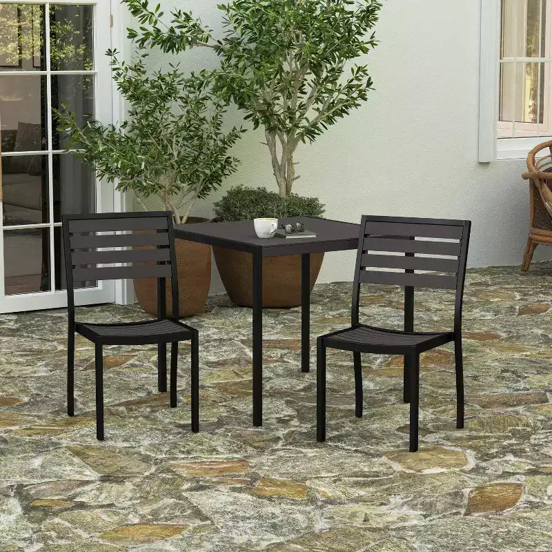 Merrick Lane Sedie da Esterno Poltroncine in Legno Sintetico e Metallo per Patio e Terrazza per Tutte le Condizioni Atmosferiche - Set da 2