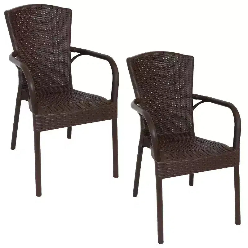 Sunnydaze Faux Wood Design Plastic All-Weather Commercial-Grade Segesta Indoor/Outdoor Patio Dining Chair
