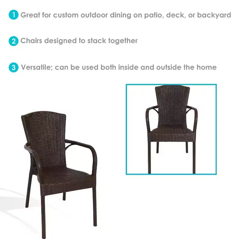 Chaise de salle à manger Sunnydaze Segesta d'extérieur/d'intérieur de qualité commerciale en plastique au design imitation bois, résistante aux intempéries