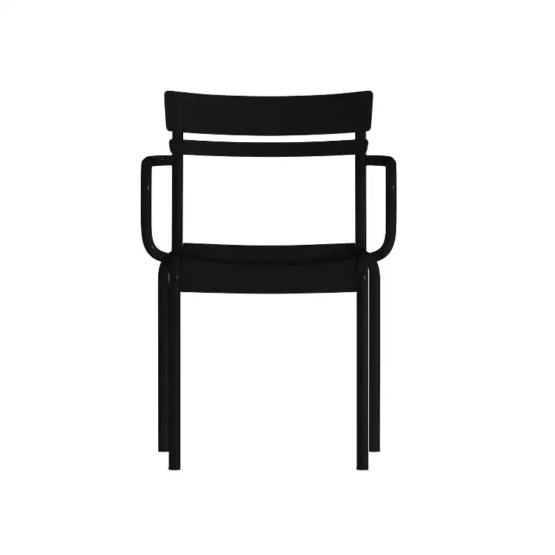 Flash Furniture Nash Sedia Impilabile per Interni ed Esterni in Acciaio per Uso Commerciale con 2 Doghe e Braccioli, Set da 2