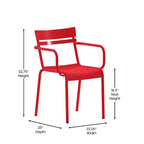 Flash Furniture Nash Sedia Impilabile per Interni ed Esterni in Acciaio per Uso Commerciale con 2 Doghe e Braccioli, Set da 2