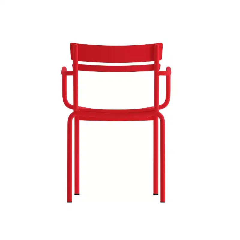 Flash Furniture Nash Sedia Impilabile per Interni ed Esterni in Acciaio per Uso Commerciale con 2 Doghe e Braccioli, Set da 2