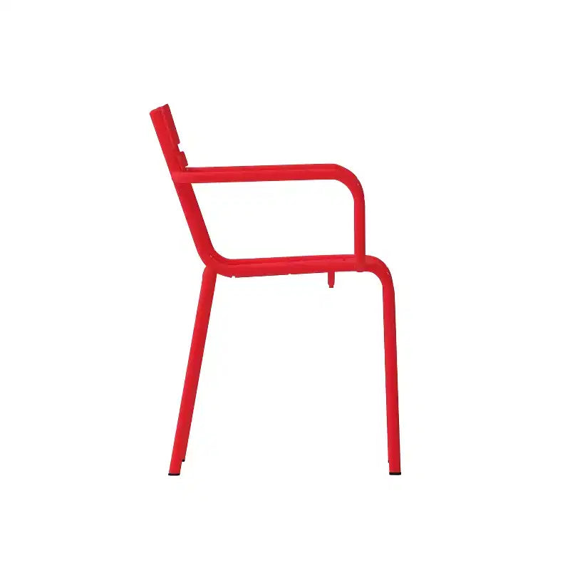 Flash Furniture Nash Sedia Impilabile per Interni ed Esterni in Acciaio per Uso Commerciale con 2 Doghe e Braccioli, Set da 2
