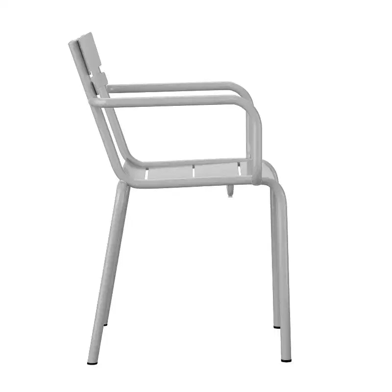 Flash Furniture Nash Sedia Impilabile per Interni ed Esterni in Acciaio per Uso Commerciale con 2 Doghe e Braccioli, Set da 2