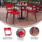 Flash Furniture Nash, sedia impilabile in acciaio per uso commerciale, sedia senza braccioli da interno ed esterno con schienale a 2 doghe, set da 2