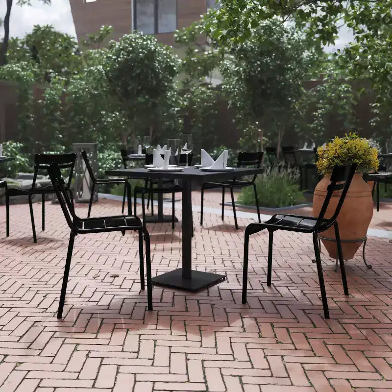 Flash Furniture Nash, sedia impilabile in acciaio per uso commerciale, sedia senza braccioli da interno ed esterno con schienale a 2 doghe, set da 2